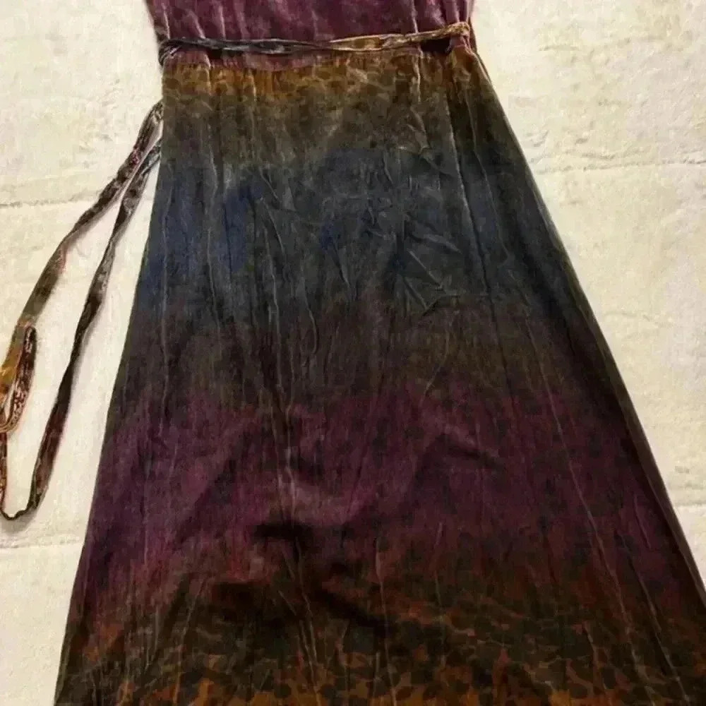 NWOT JOHNNY WAS Ombre Cheetah Print Velvet Midi Silk Wrap Dress Size XS - Picture 16 of 16